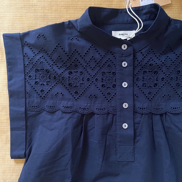 NWT - Navy Blue Organic Cotton Eyelet Top & Shorts Set - Size T3 (US8) - Picture 6 of 16